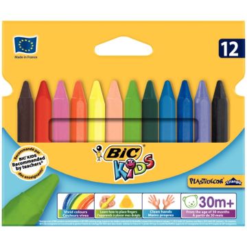 Étui de 12 craies Plastidécor triangulaires assorties