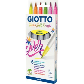 Etui de 6 feutres Soft Brush fluo