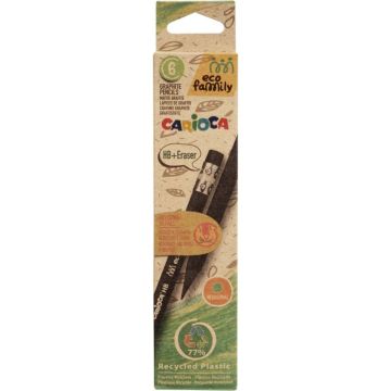 Pochette de 6 crayons graphite Éco family HB bout gomme