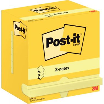 Lot de 12 bloc de 100 feuilles z-notes repositionnable 76 x 127 mm jaune