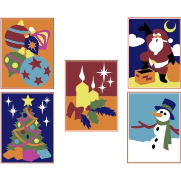 Lot de 5 cartes adhésives noel à décorer