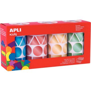 Lot de 4 rouleaux gommettes géométriques métallisées assorties