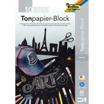 Bloc de 10 feuilles de papier noir format A3 130g