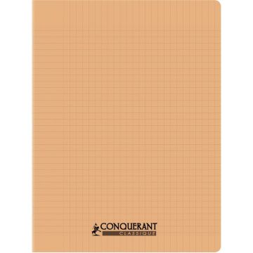 Piqûre 96 pages CONQUERANT, 24x32 cm, seyès, couv PP abricot