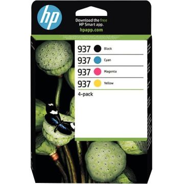 HP 937 pack de 4 cartouches d'encre noire, cyan, magenta et jaune authentiques (6C400NE)