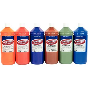 Lot de 6 flacons 1litre acrylique majuscule ultra gloss