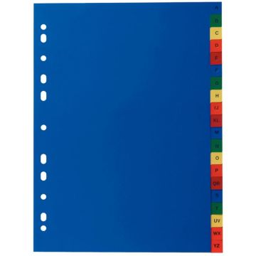 Jeu de 20 intercalaires alphabétiques en polypropylène coloré 12/100ème, format A4