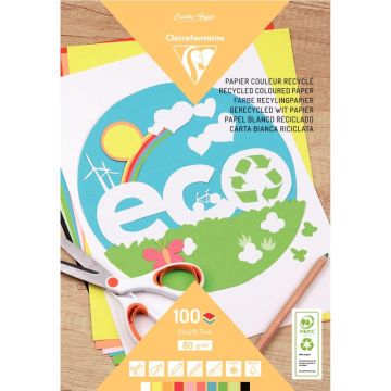 Bloc de 100 feuilles de papier dessin couleur recyclé format A4 80g