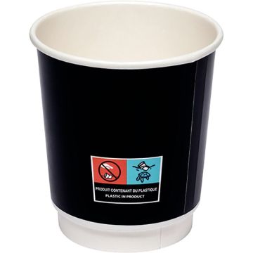 Paquet de 25 gobelets double parois noir 42 cl