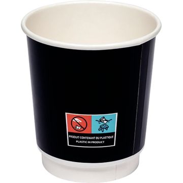 Paquet de 20 gobelets en carton double parois noir 12 cl