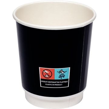 Paquet de 25 gobelets double parois noir 29 cl
