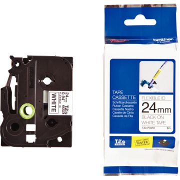 Recharge Brother TZE noir sur blanc 24 mm