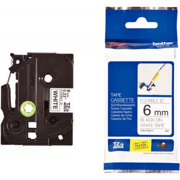 Recharge Brother TZE noir sur blanc 6 mm