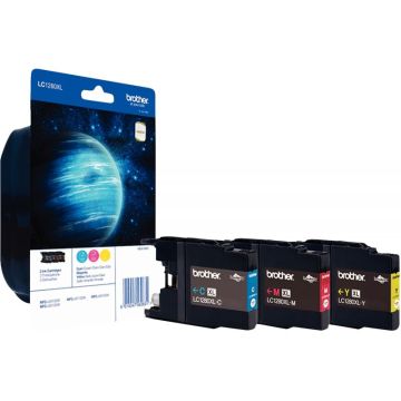 Brother NEPTUNE lot 3 cartouches encre cyan, magenta, jaune haute capacité authentique LC1280XLRBWBP