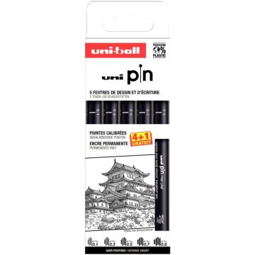 Pochette 5 feutres pointes impaires noir dont 1 gratuit