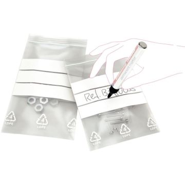 Carton de 1000 sachets ZIP 100x150mm  transparent/bandes blanches