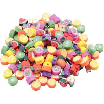 Sac de 300 perles en forme de fruit en pâte de polymère assortis