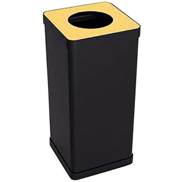 Poubelle tri sélectif 50L métal noir et jaune