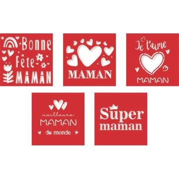 Lot de 5 pochoirs MAMAN