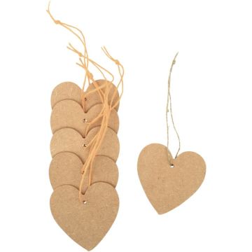 Lot de 6 cœurs en bois MDF à suspendre