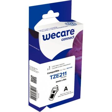 Ruban TZE 211 noir sur blanc 6 mm x 8 m compatible