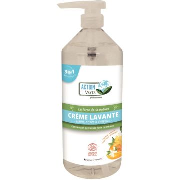Flacon pompe 1 litre Crème lavante Fleur d'oranger et miel