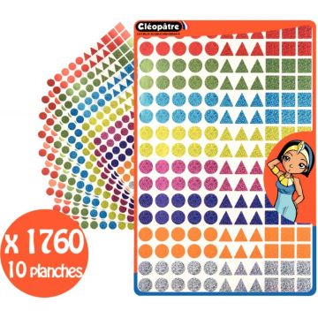 Pochette de 1760 gommettes géométriques holographiques assorties