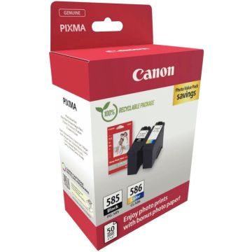 Canon 585 / 586 pack de 2 cartouches jet d'encre noire & couleurs authentique (PG585BL / CL586CMJ)