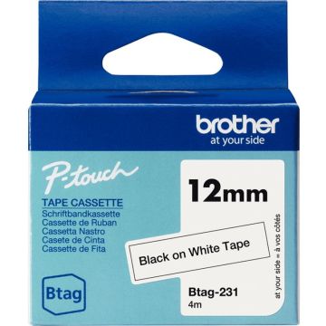 Recharge Brother BTAG noir  sur blanc 12 mm