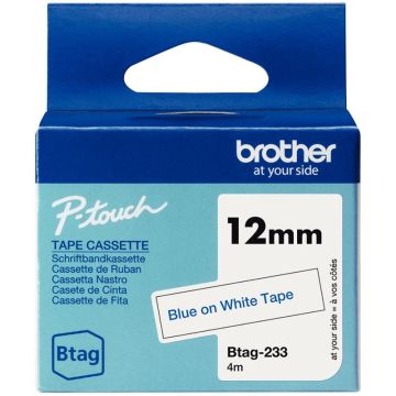 Recharge Brother BTAG bleu sur blanc 12 mm