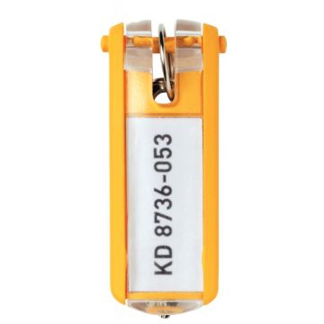 Sachet de 6 porte-clés KEY CLIP jaune Porte-clés en polypropylène, muni d'un anneau chromé, d'un porte étiquette amovible avec bristol