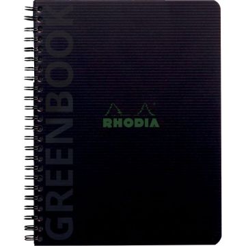 Cahier GREENBOOK couverture carte rigide, 160 pages perforées, format A5+, quadrillé 5x5