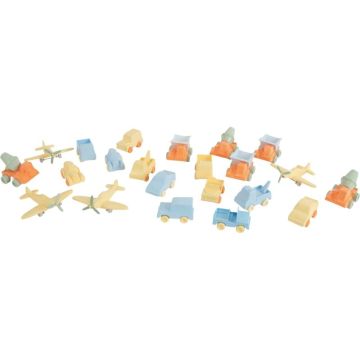 Lot de 22 véhicules en plastique, couleurs pastel assorties