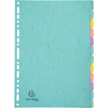 Jeu de 12 intercalaires AQUAREL en carte lustrée 400g pour format A4