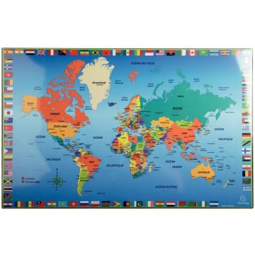 Sous-main rigide PVC 37,5x57,5cm Monde