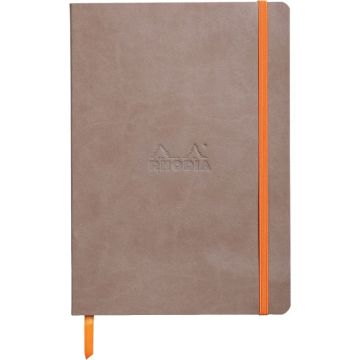 Carnet 160 pages RHODIARAMA format A5, ligné, couverture souple en simili cuir, taupe
