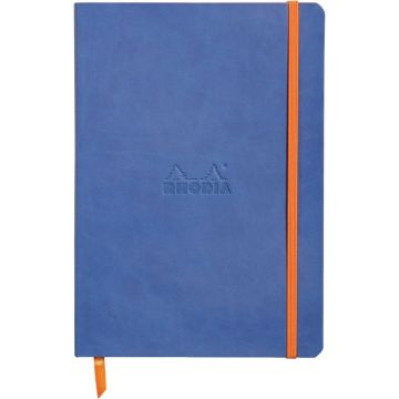 Carnet 160 pages RHODIARAMA format A5, 5x5, couverture souple en simili cuir, bleu saphir