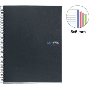 NOTEBOOK MIQUELRIUS format A4, 160 feuilles 70g, quadrillé 5x5, couverture carton rigide grafit