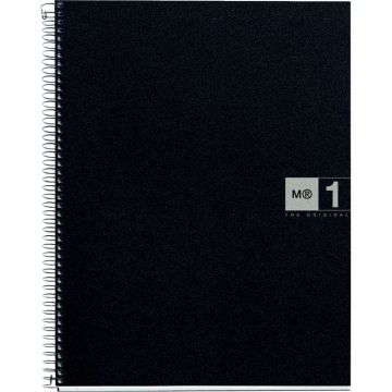 NOTEBOOK MIQUELRIUS format A5, 80 feuilles 70g, quadrillé 5x5, couverture PP noir, intérieur gris