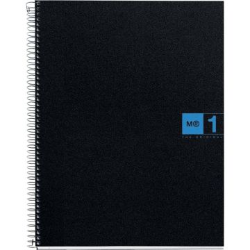 NOTEBOOK MIQUELRIUS format A5, 80 feuilles 70g, quadrillé 5x5, couverture PP noir, intérieur bleu