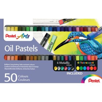 Boîte de 50 pastels à l'huile PHN classique fluo et métal
