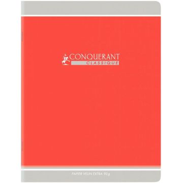 Piqûre 96 pages CONQUÉRANT CLASSIQUE, format 24x32 cm, papier 90g seyès, rouge