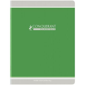 Piqûre 96 pages CONQUÉRANT CLASSIQUE, format 24x32 cm, papier 90g seyès, vert