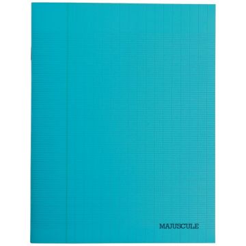 Piqûre 48 pages MAJUSCULE couverture polypropylène, format 17x22 cm, papier blanc 80g, réglure seyès, bleu