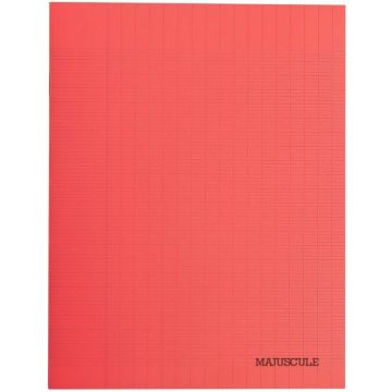 Piqûre 48 pages MAJUSCULE couverture polypropylène, format 17x22 cm, papier blanc 80g, réglure seyès, rouge