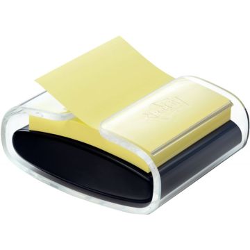 Dévidoir noir Znotes + bloc notes notes en Z repositionnables format 76x76m jaune