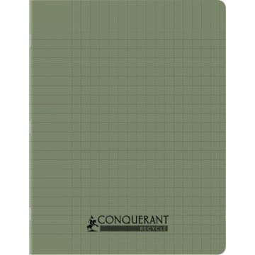 Piqûre 96 pages CONQUERANT RECYCLE format 17x22 cm, réglure seyès, couverture en polypropylène vert