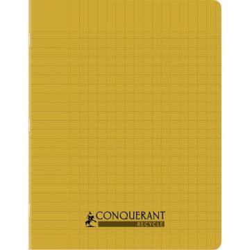 Piqûre 96 pages CONQUERANT RECYCLE format 17x22 cm, réglure seyès, couverture en polypropylène jaune
