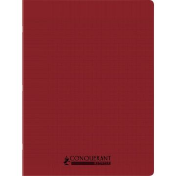 Piqûre 96 pages CONQUERANT RECYCLE format 24x32 cm, réglure seyès, couverture en polypropylène rouge