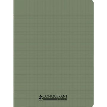 Piqûre 96 pages CONQUERANT RECYCLE format 24x32 cm, réglure seyès, couverture en polypropylène vert